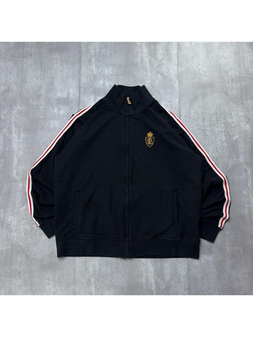 Y2K Black Ralph Lauren Grunge Striped Track Jacket